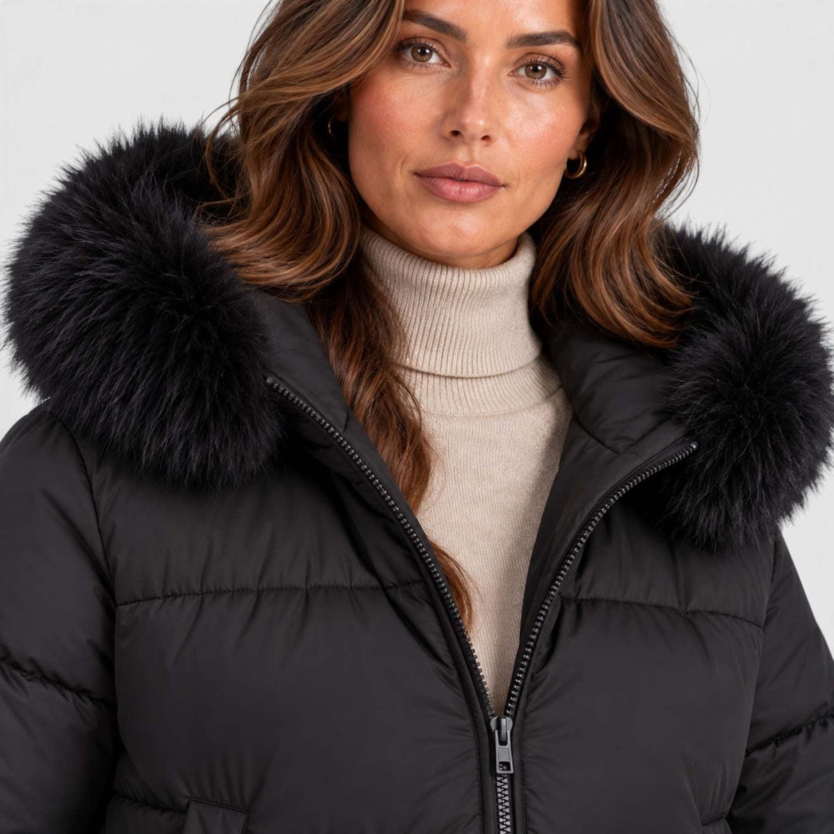 Women's Cropped Faux Fur Puffer Jacket | Greta_10