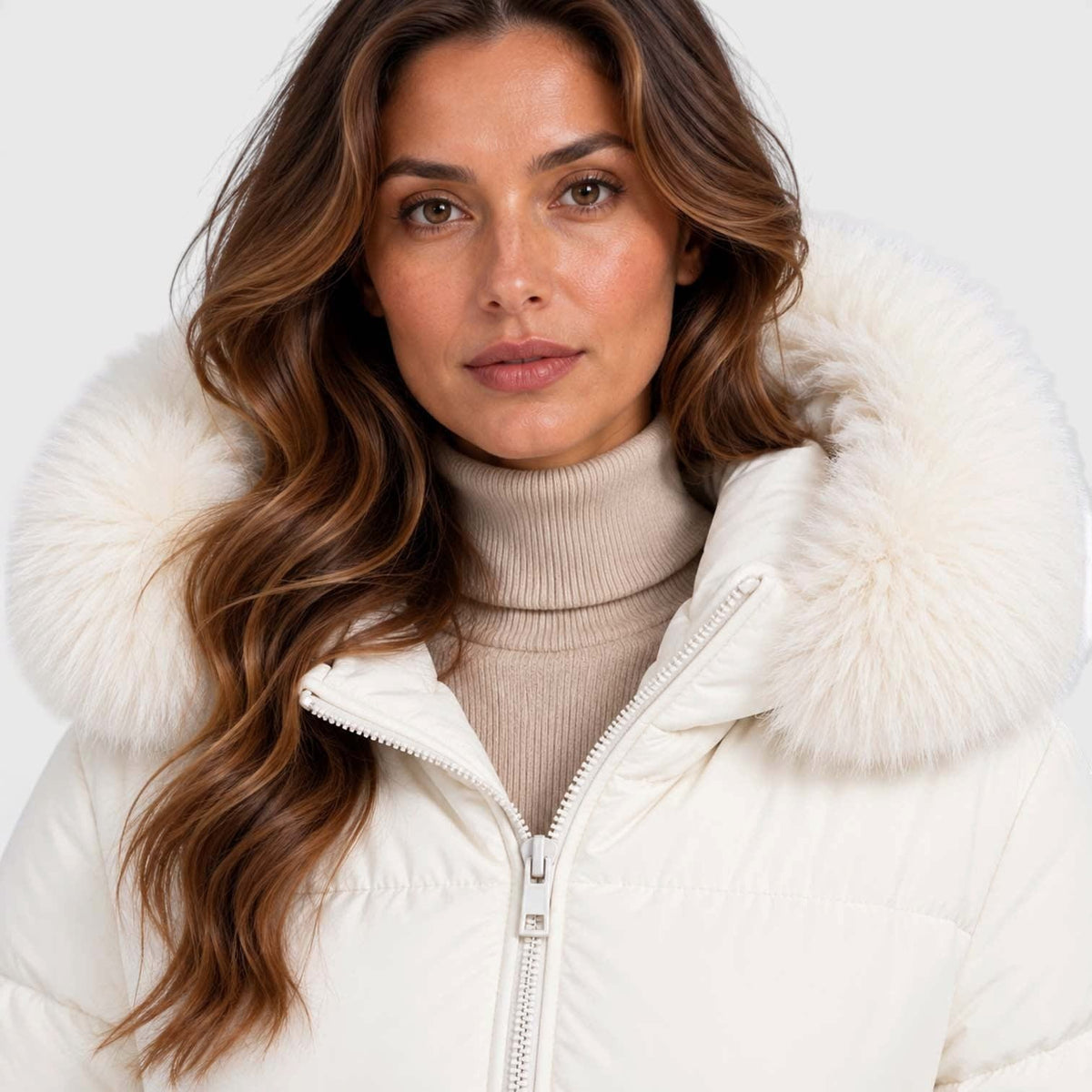 Women's Cropped Faux Fur Puffer Jacket | Greta_16