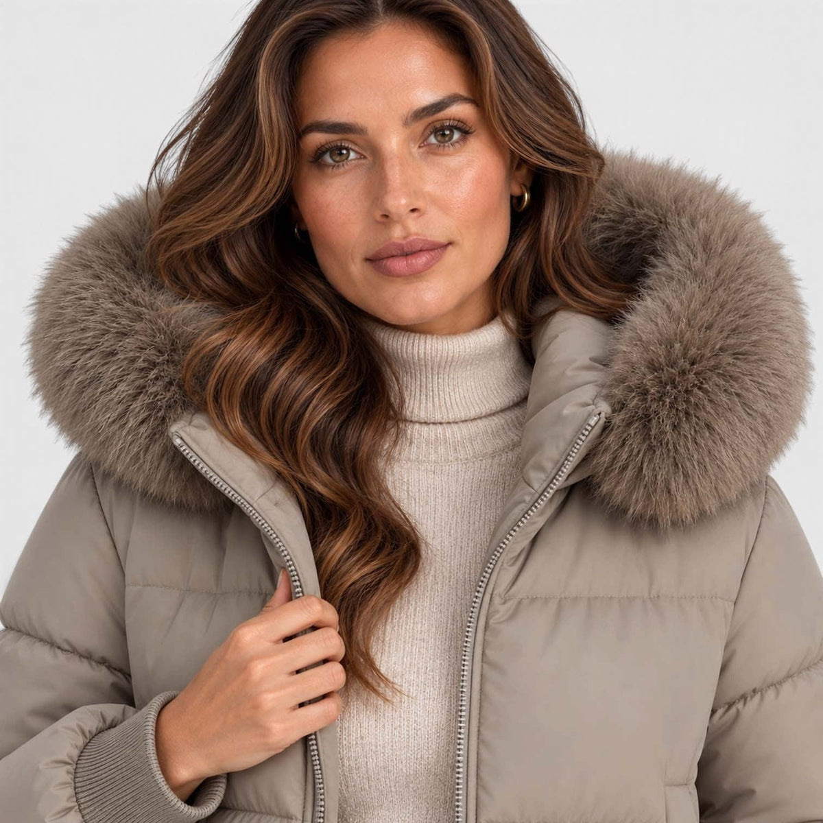 Women's Cropped Faux Fur Puffer Jacket | Greta_5