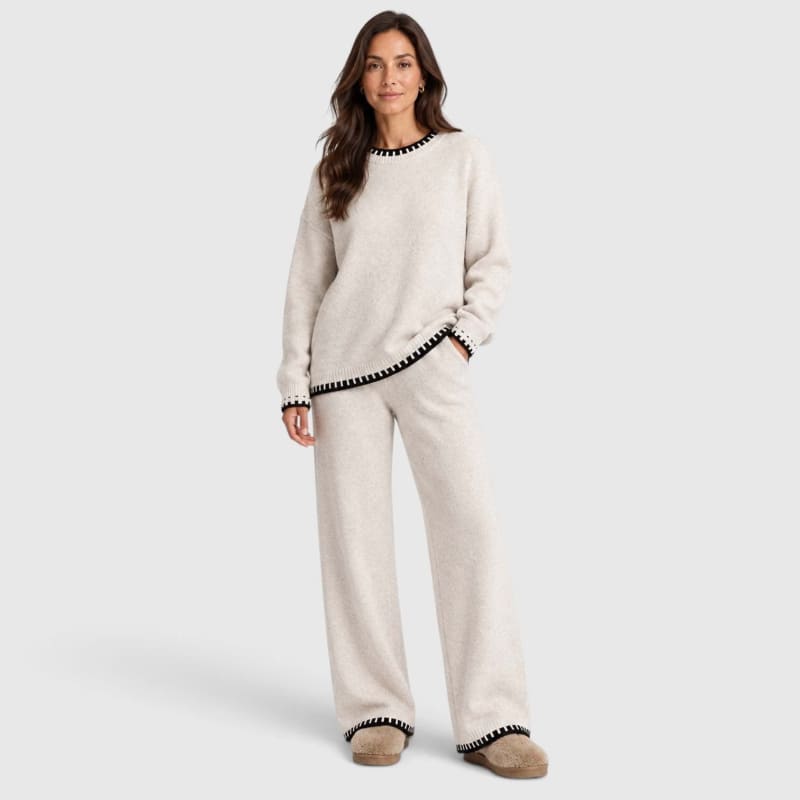 Women's Contrast Stitch Knit Co-ord Set | Octavia_1