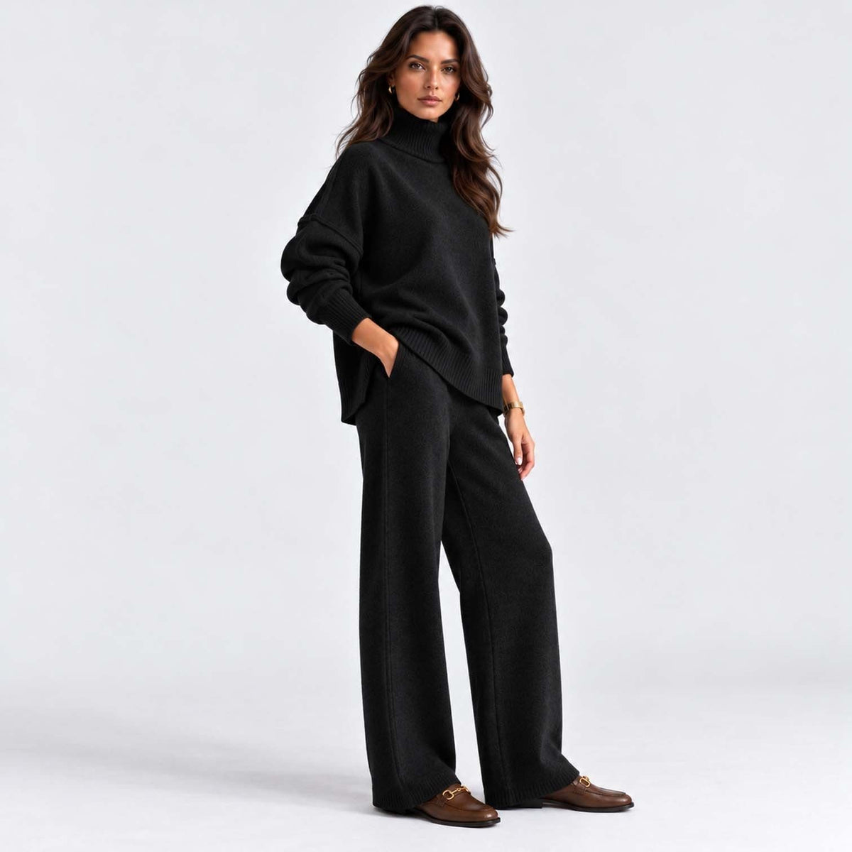 Women's Roll Neck Knit Co-ord Set | Clarissa_17