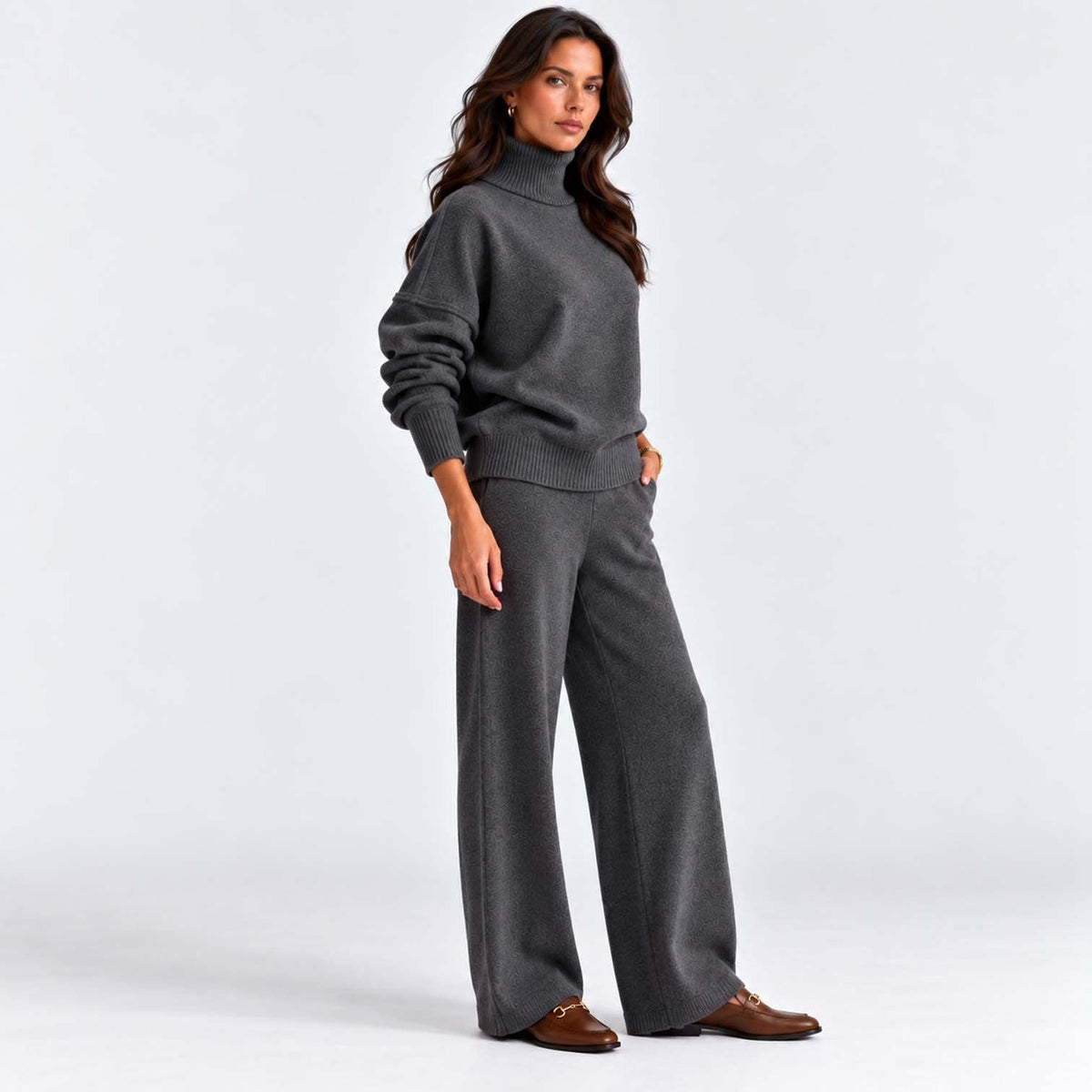 Women's Roll Neck Knit Co-ord Set | Clarissa_21