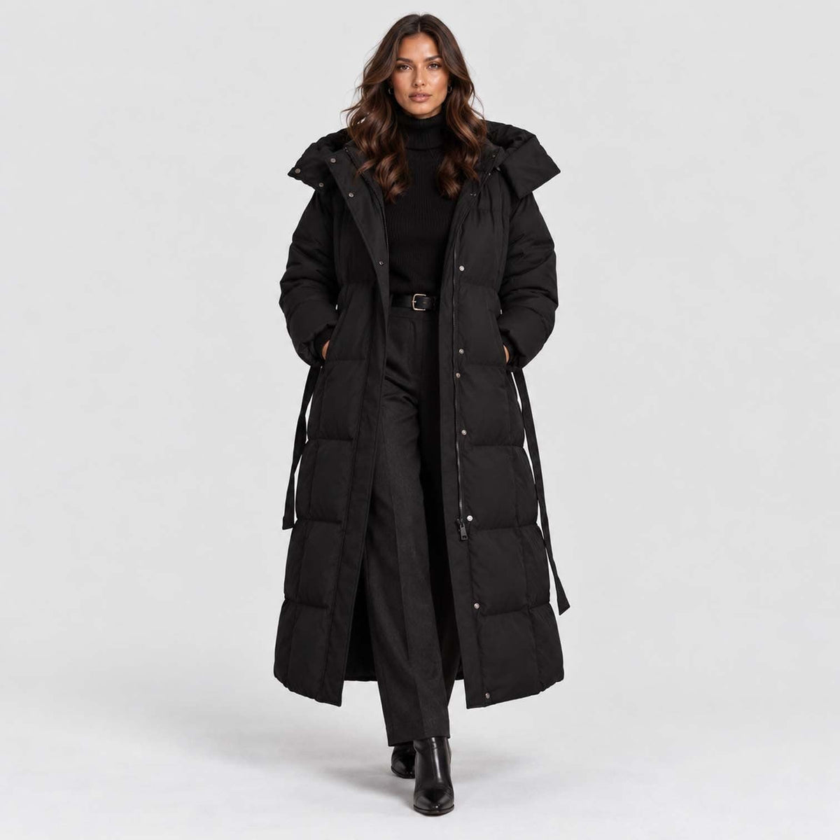Women's Long Hooded Puffer Coat | Cerys_12