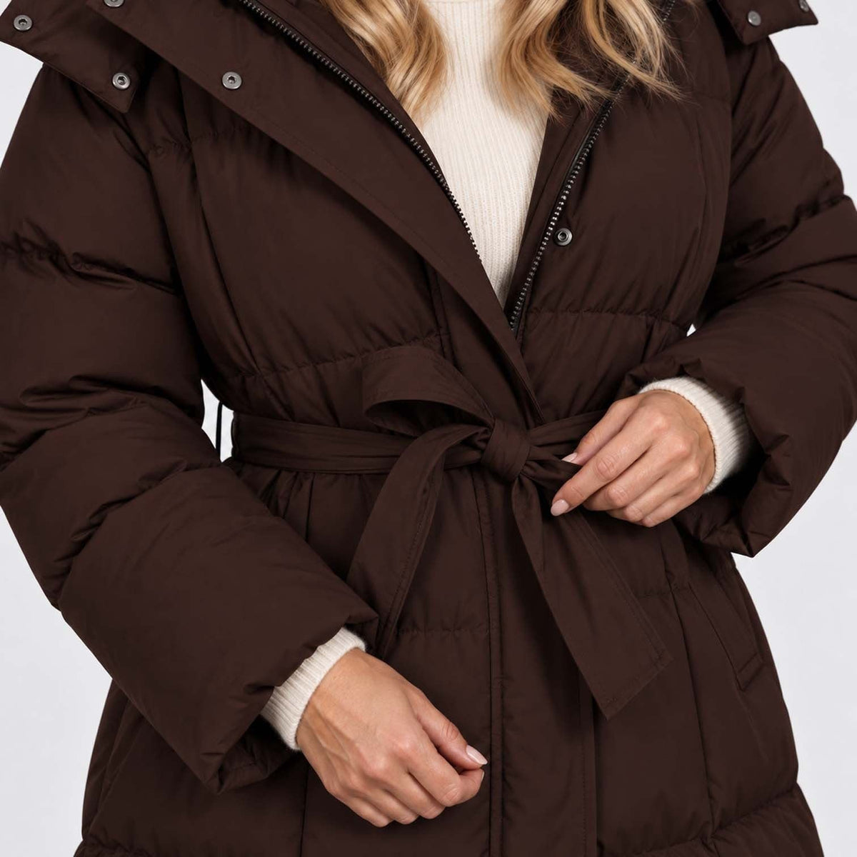 Women's Belted Long Puffer Coat | Bethan_5