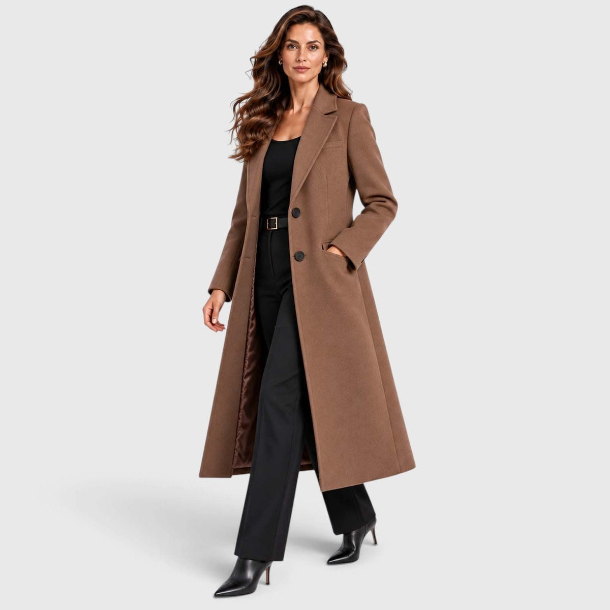 Women's Long Tailored Wool Blend Coat | Henrietta_9