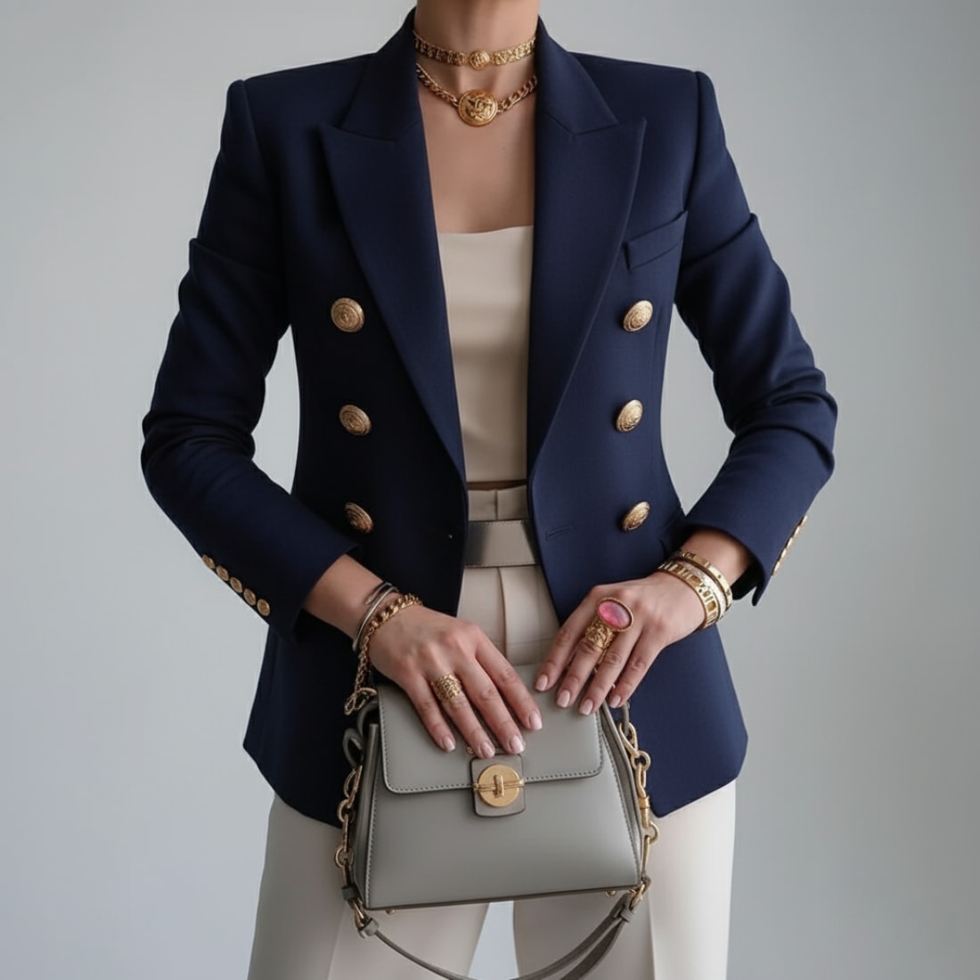 Women's Double-Breasted Tailored Blazer | Sally_2