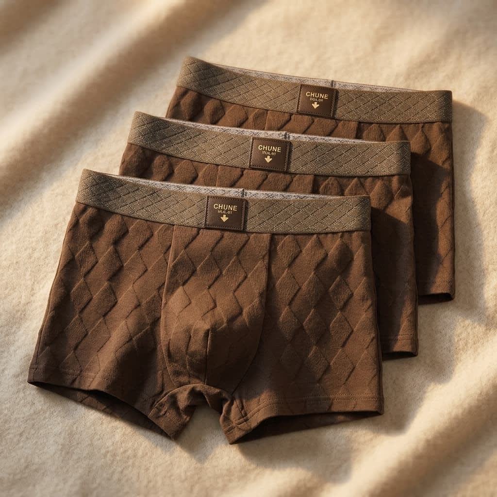 Men's Diamond Texture Cotton Boxer Briefs | Dunstan_3