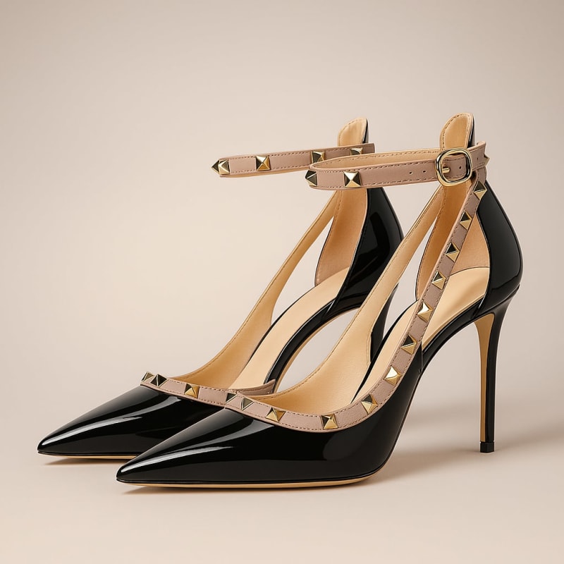 Women's Studded Patent Court Shoes | Caoimhe_1
