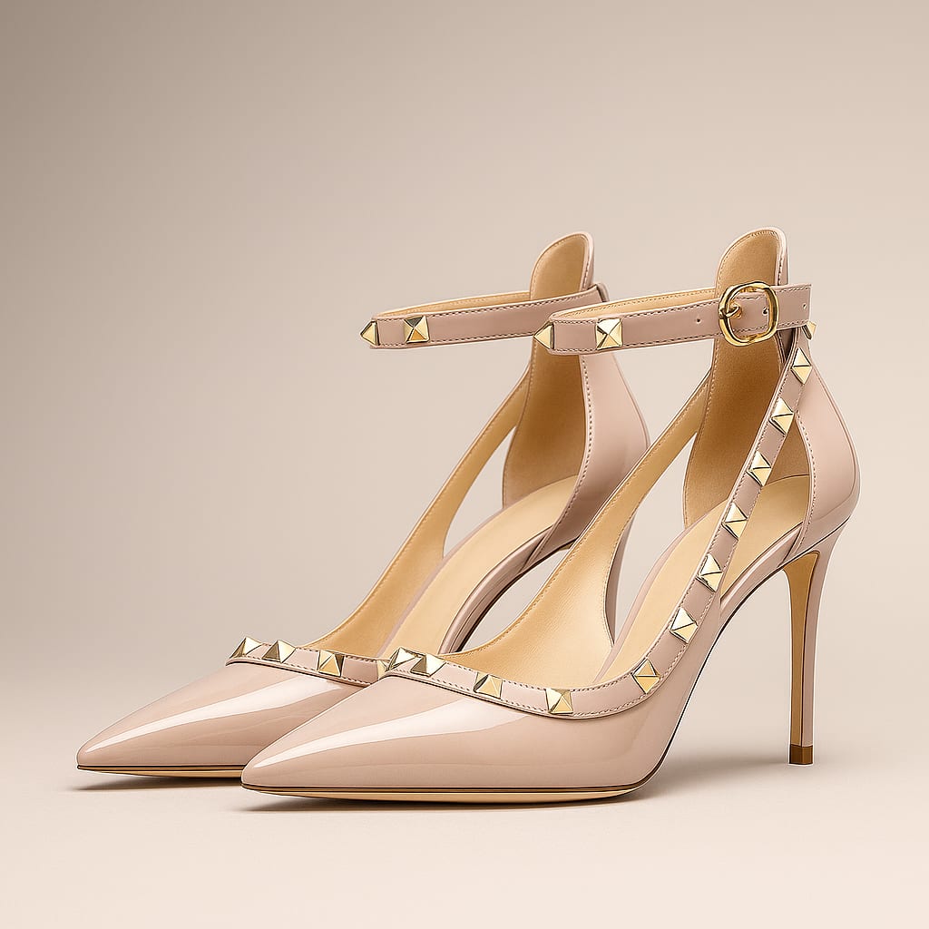Women's Studded Patent Court Shoes | Caoimhe_3