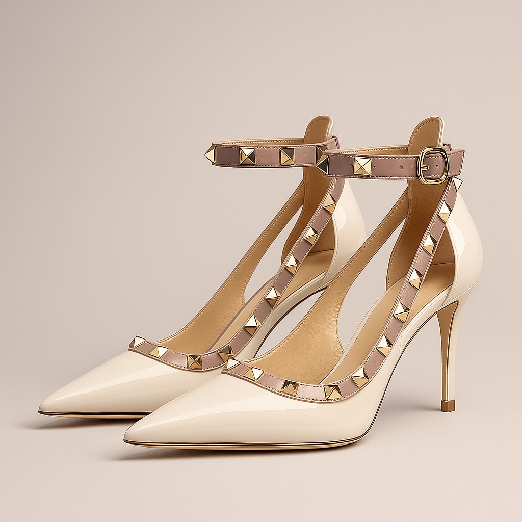 Women's Studded Patent Court Shoes | Caoimhe_5