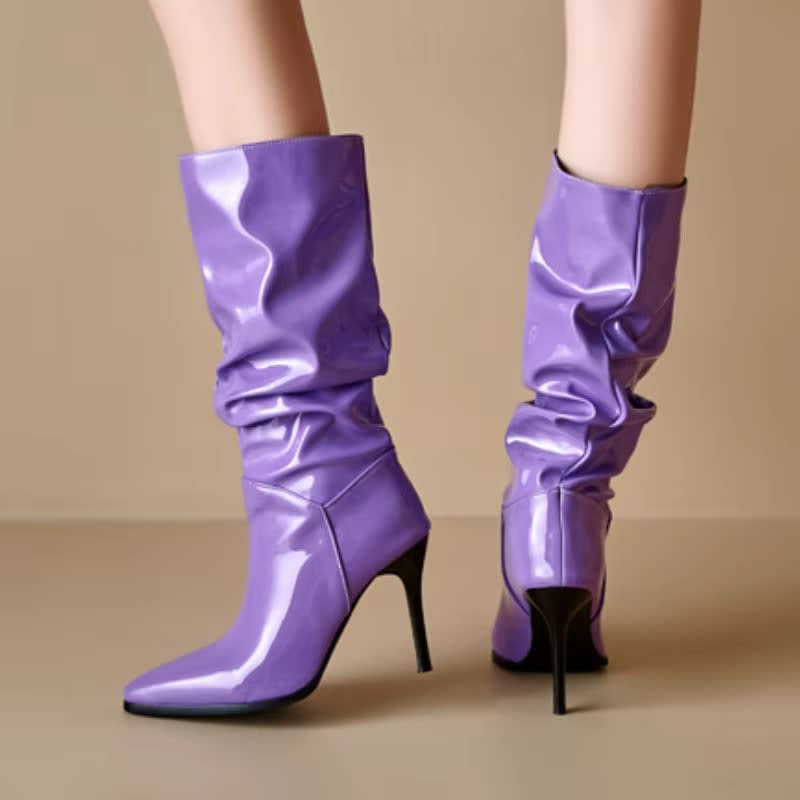 Women's Pleated Mid-Calf Stiletto Boots | Rosen_1