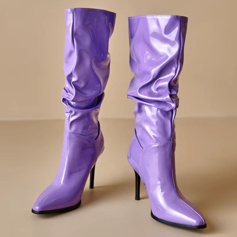 Women's Pleated Mid-Calf Stiletto Boots | Rosen_3