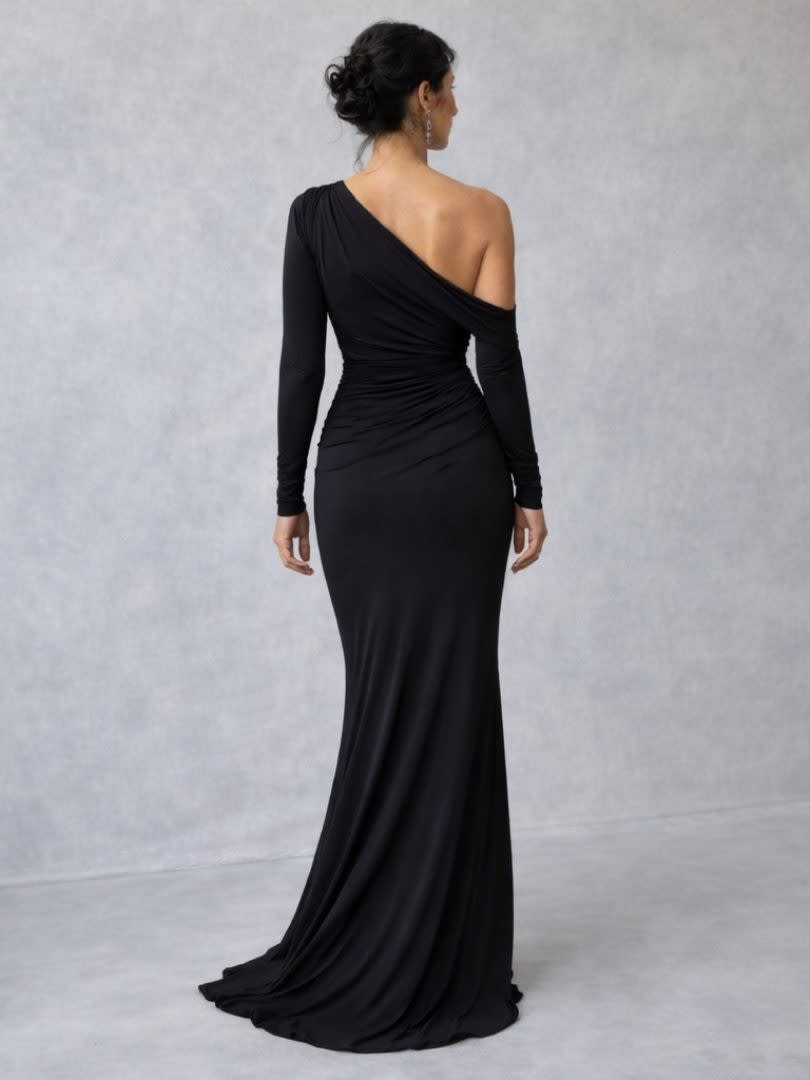 Women's One Shoulder Ruched Maxi Dress | Faye_3