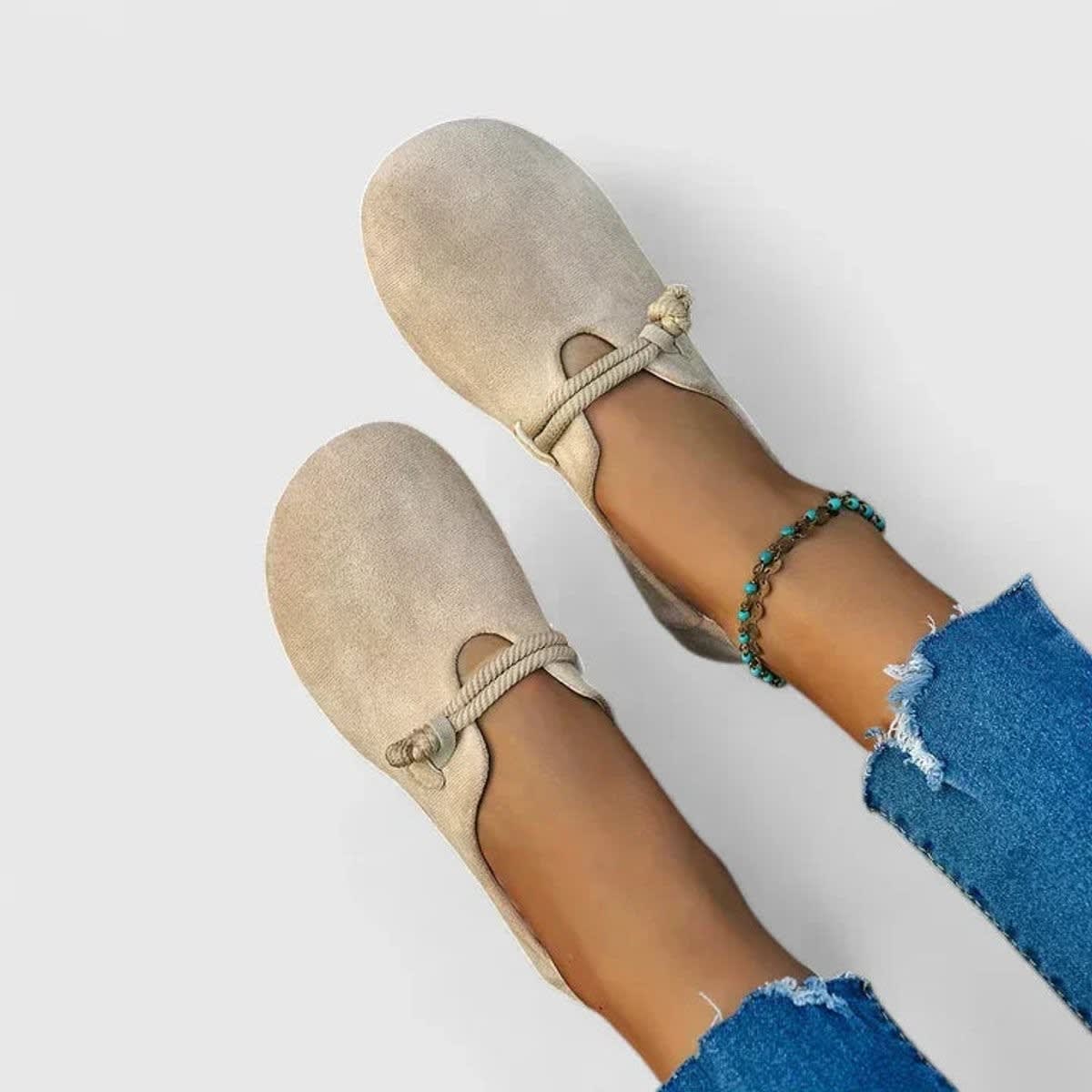 Women's Rope Strap Suede-Effect Orthopedic Flats | Mari_3