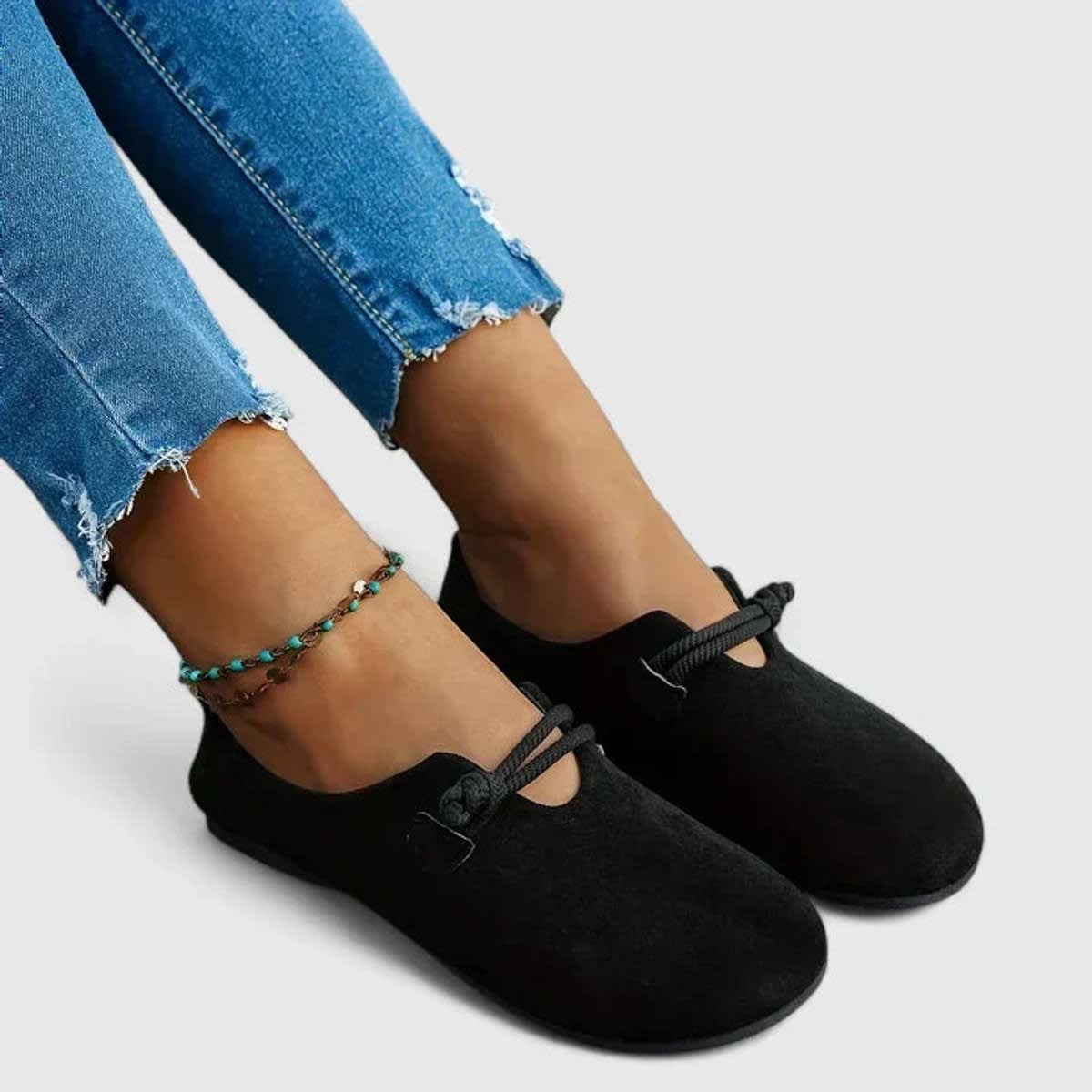 Women's Rope Strap Suede-Effect Orthopedic Flats | Mari_6