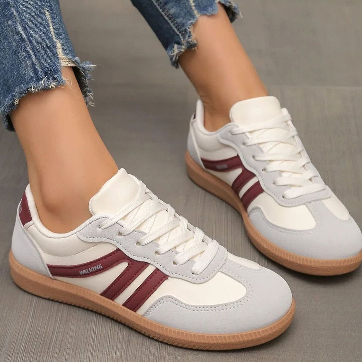 Women's Retro Stripe Orthopedic Trainers | Evanna_12