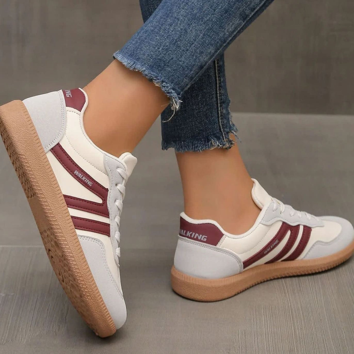 Women's Retro Stripe Orthopedic Trainers | Evanna_13