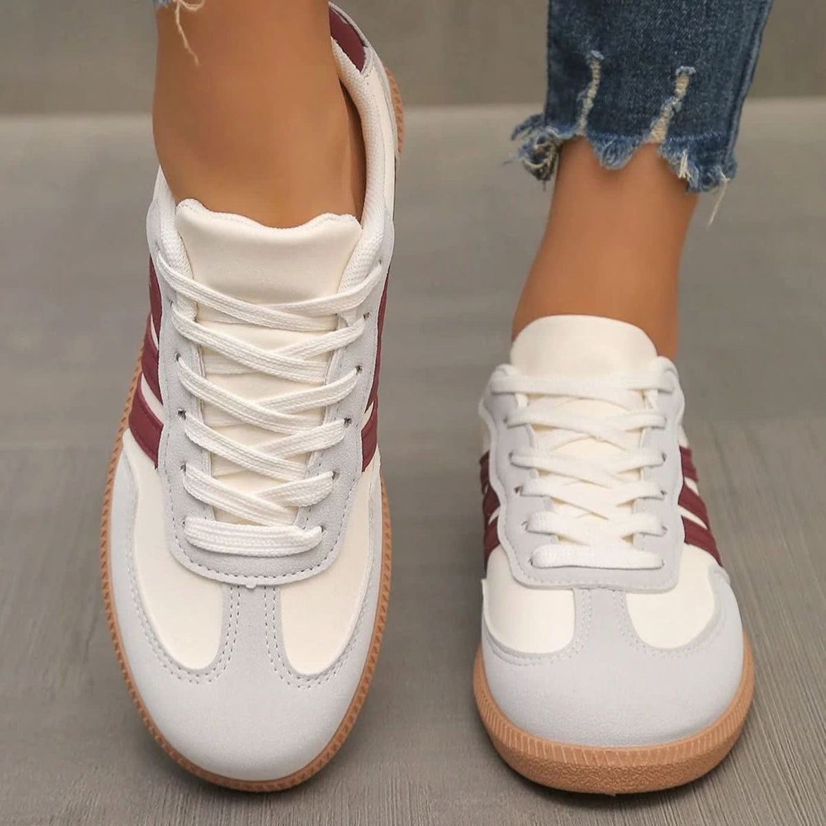 Women's Retro Stripe Orthopedic Trainers | Evanna_14