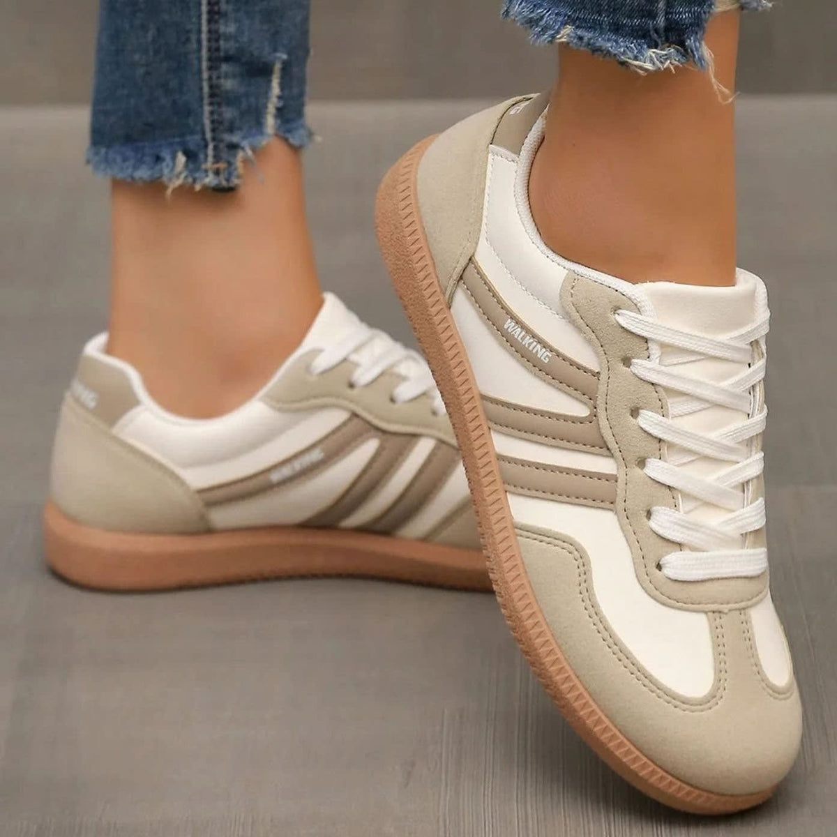 Women's Retro Stripe Orthopedic Trainers | Evanna_16