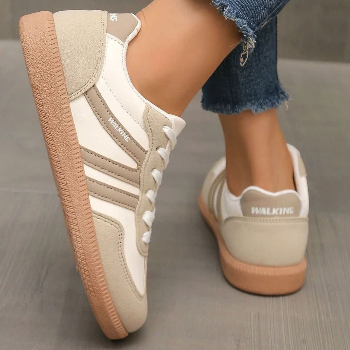Women's Retro Stripe Orthopedic Trainers | Evanna_17