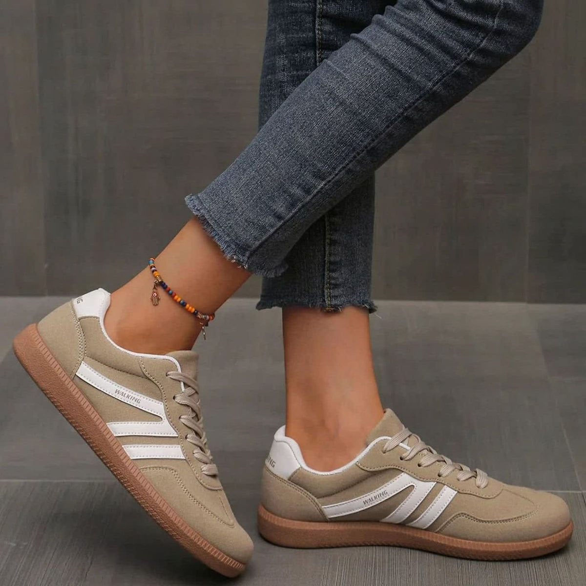 Women's Retro Stripe Orthopedic Trainers | Evanna_20