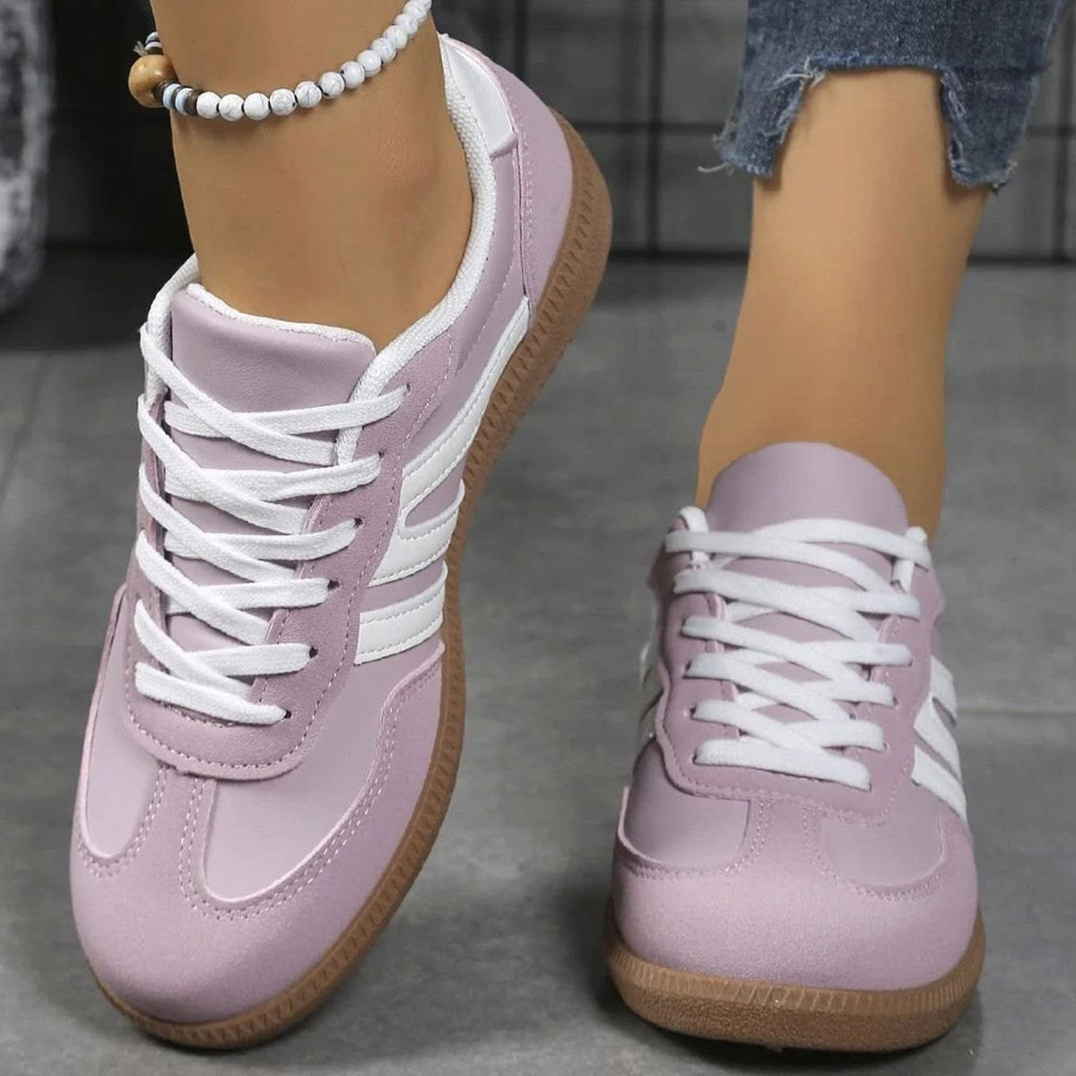 Women's Retro Stripe Orthopedic Trainers | Evanna_23