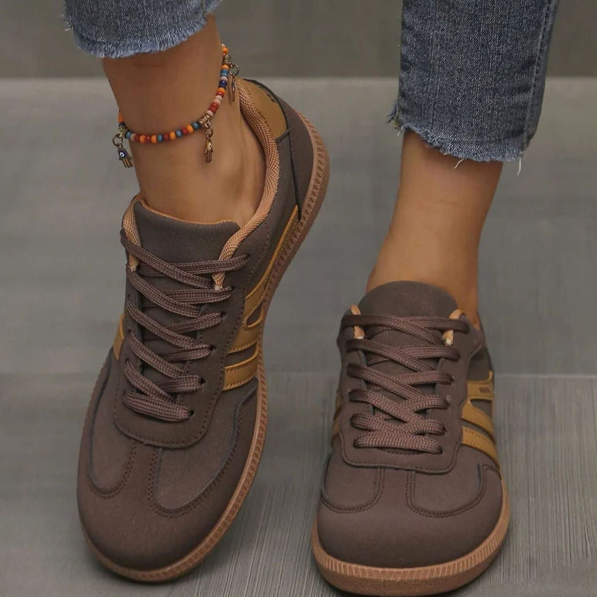 Women's Retro Stripe Orthopedic Trainers | Evanna_3