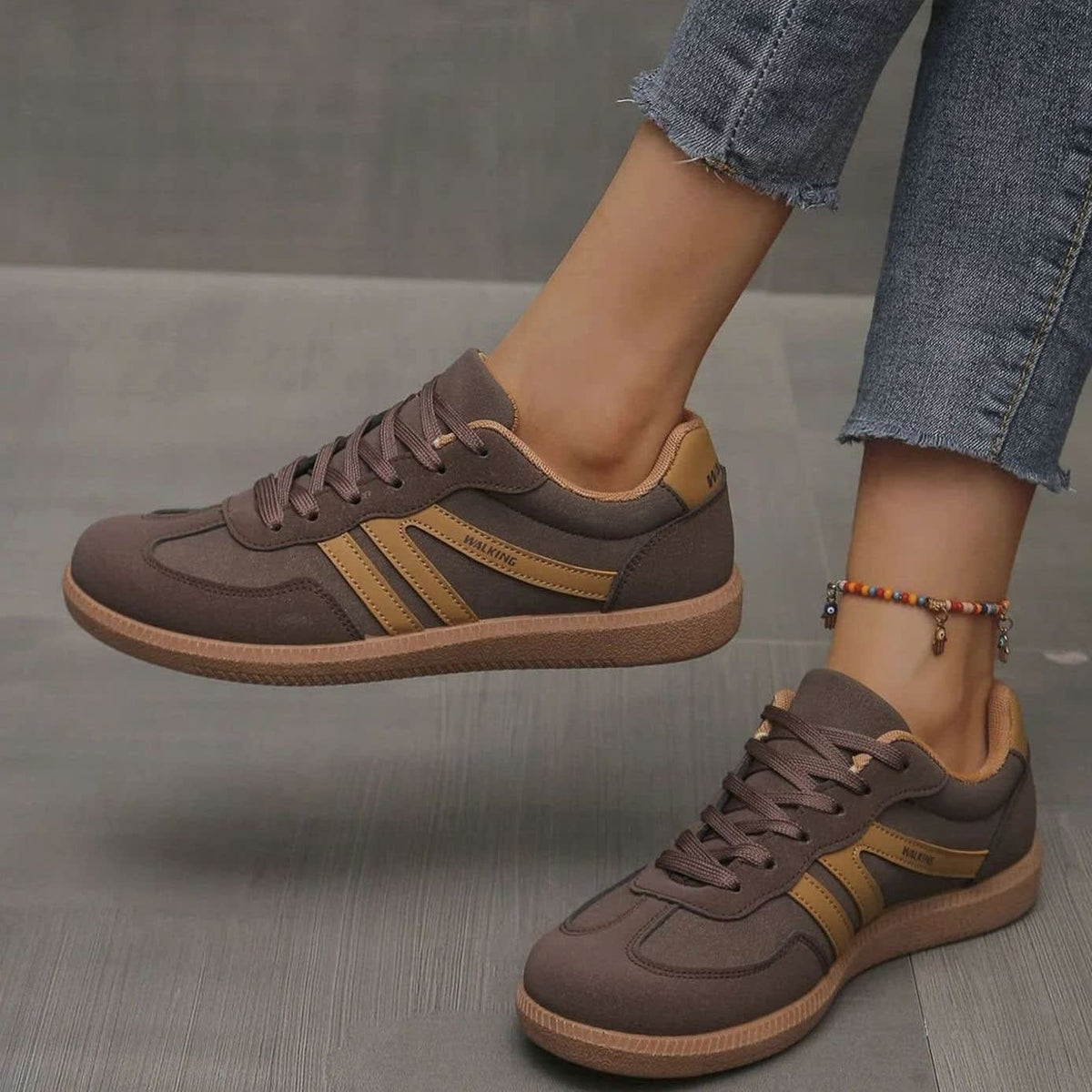 Women's Retro Stripe Orthopedic Trainers | Evanna_4