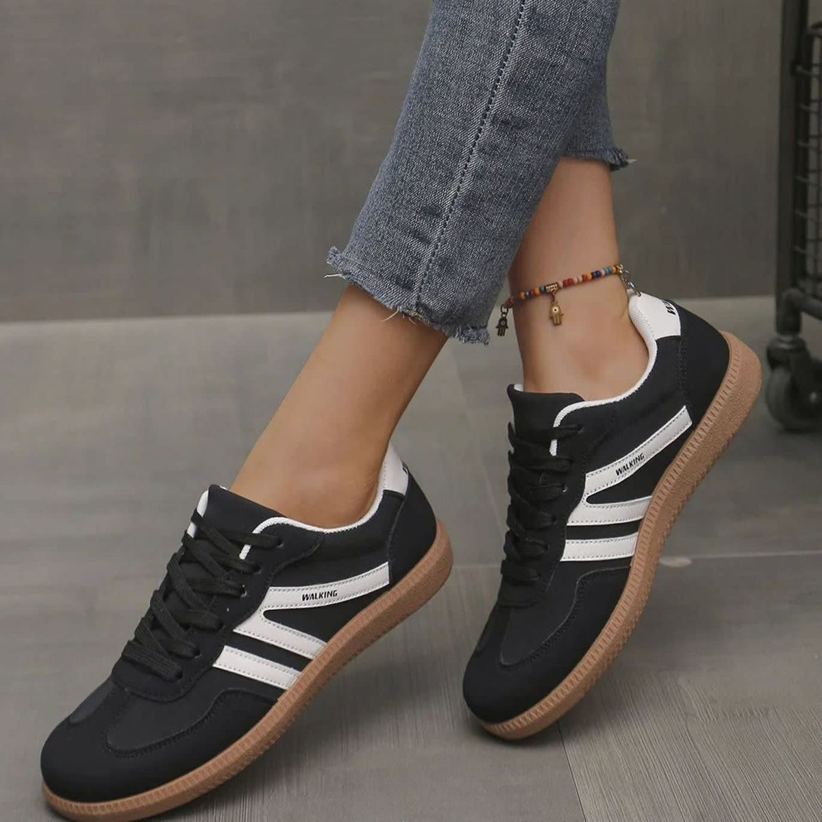 Women's Retro Stripe Orthopedic Trainers | Evanna_7