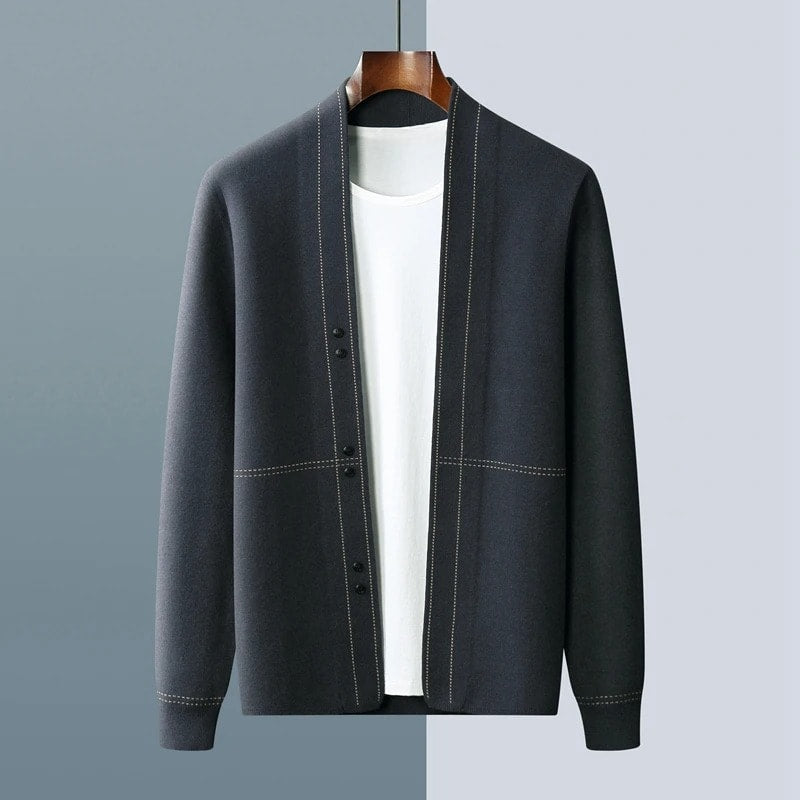 Men's V-Neck Cashmere Blend Cardigan | Alfie_3