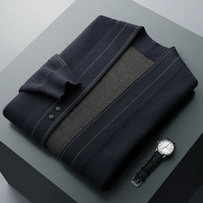 Men's V-Neck Cashmere Blend Cardigan | Alfie_7