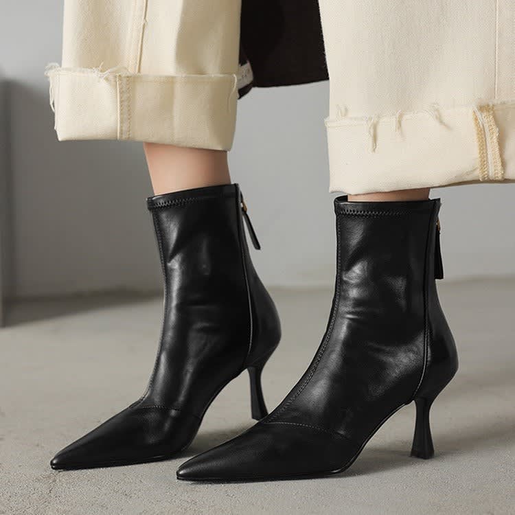 Women's Leather Pointed Toe Ankle Boots | Iseult_6