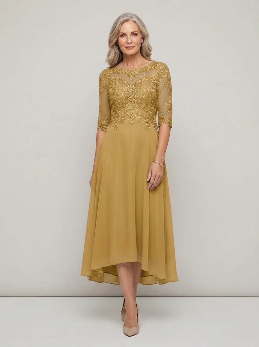 Women's Lace Mother of the Bride Wedding Guest Midi Dress | Monica_10