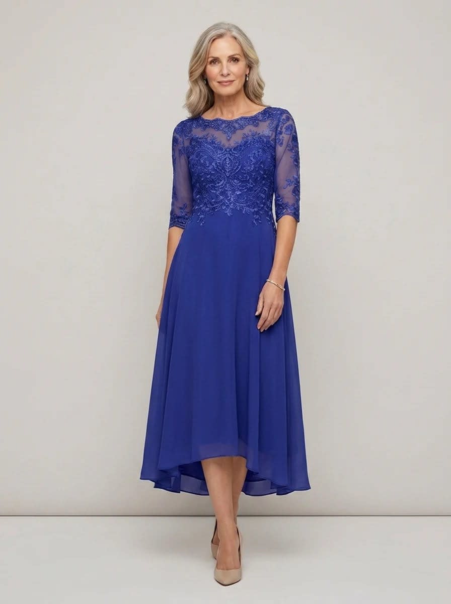 Women's Lace Mother of the Bride Wedding Guest Midi Dress | Monica_4