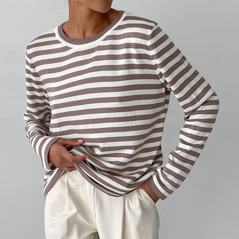 Women's Striped Round Neck Jumper | Freya_6