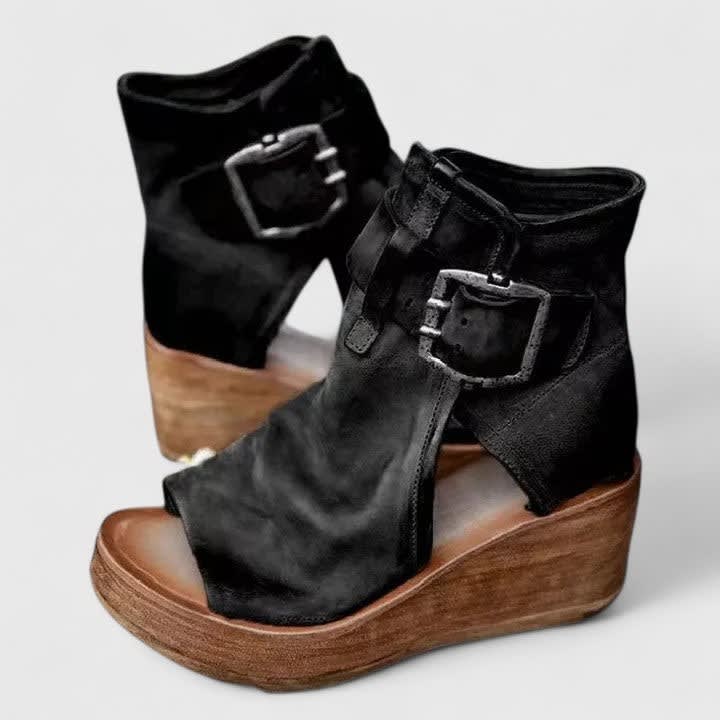 Women's Peep Toe Wedge Ankle Boots | Emilia_2