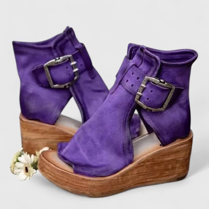 Women's Peep Toe Wedge Ankle Boots | Emilia_3