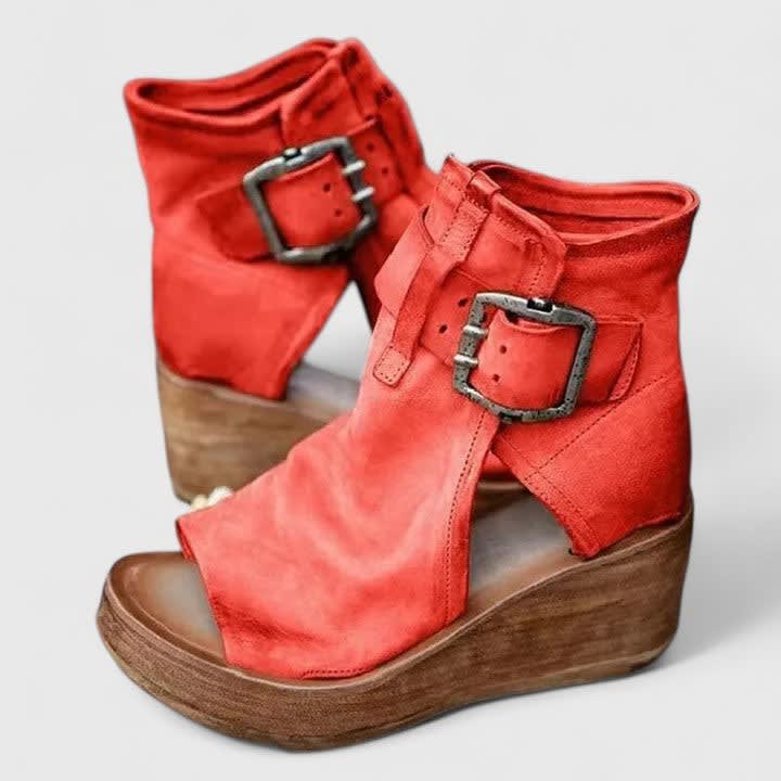 Women's Peep Toe Wedge Ankle Boots | Emilia_4