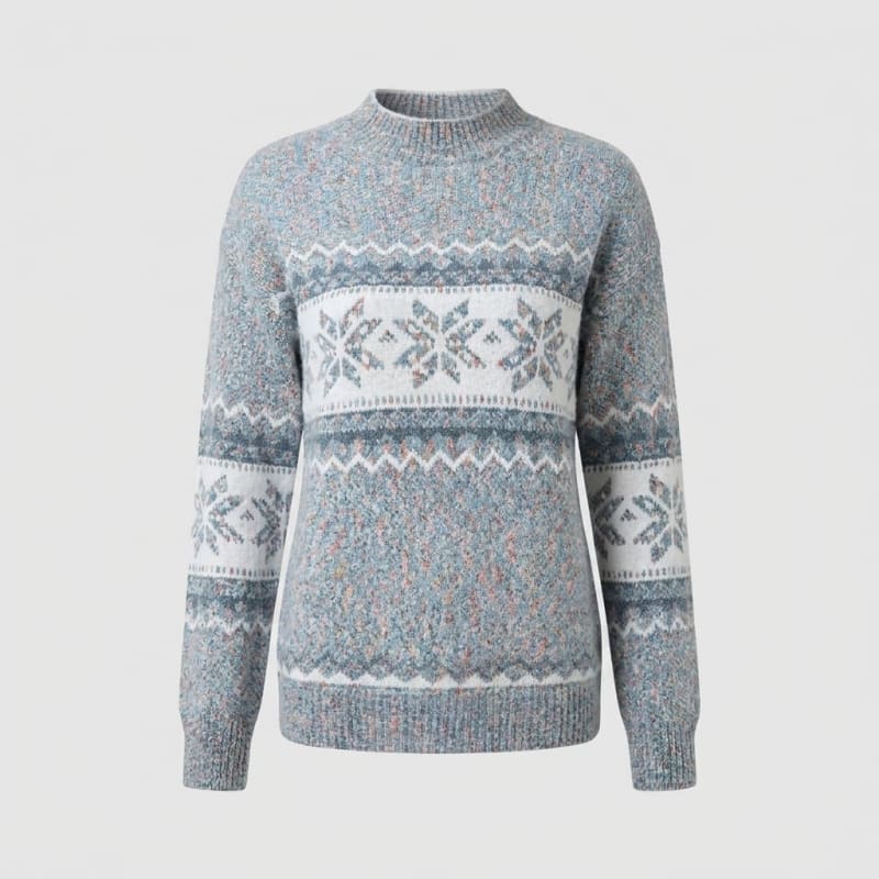 Women's Snowflake Fair Isle Mock Neck Jumper | Lana_1