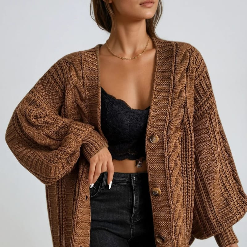 Women's Oversized Cable Knit Cardigan | Gwen_1
