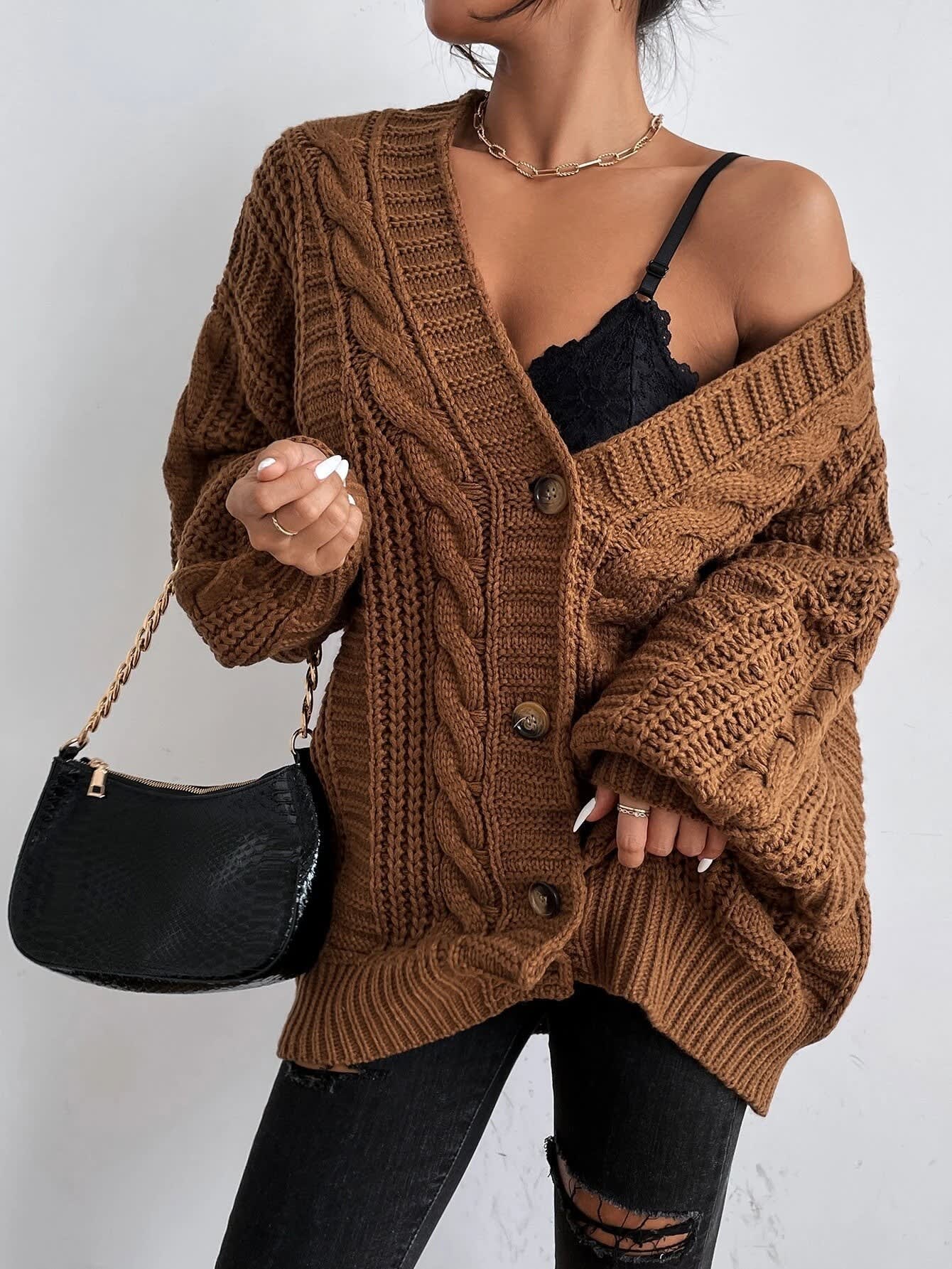 Women's Oversized Cable Knit Cardigan | Gwen_4