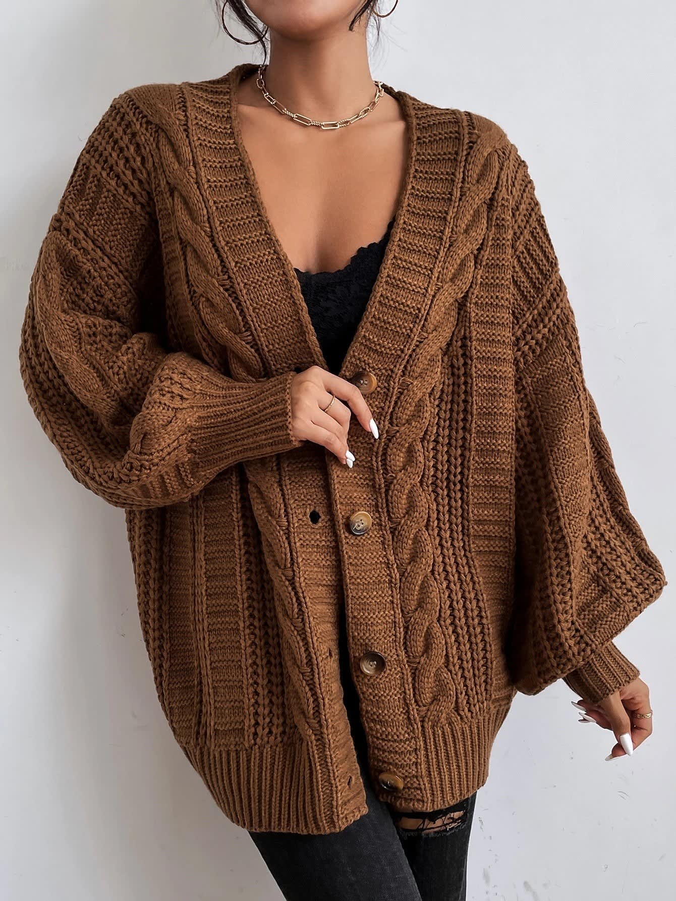 Women's Oversized Cable Knit Cardigan | Gwen_5