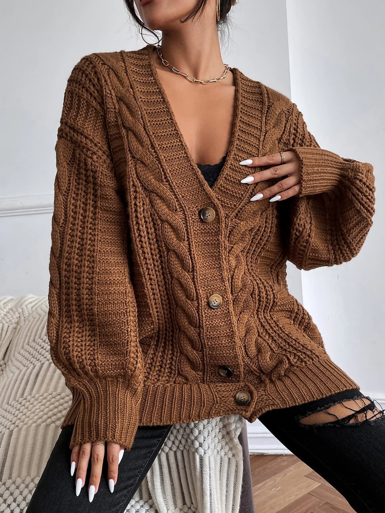 Women's Oversized Cable Knit Cardigan | Gwen_6