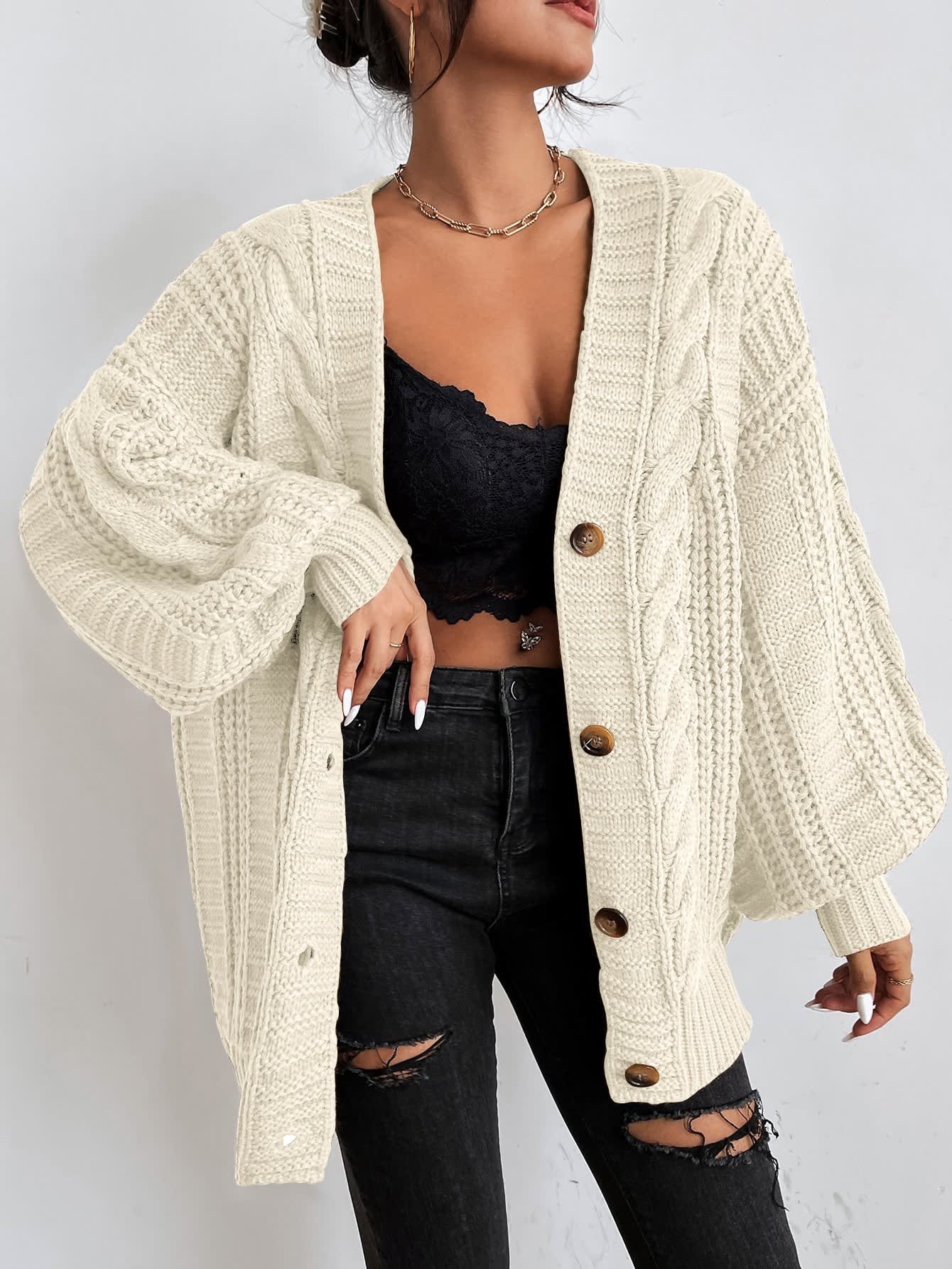Women's Oversized Cable Knit Cardigan | Gwen_7