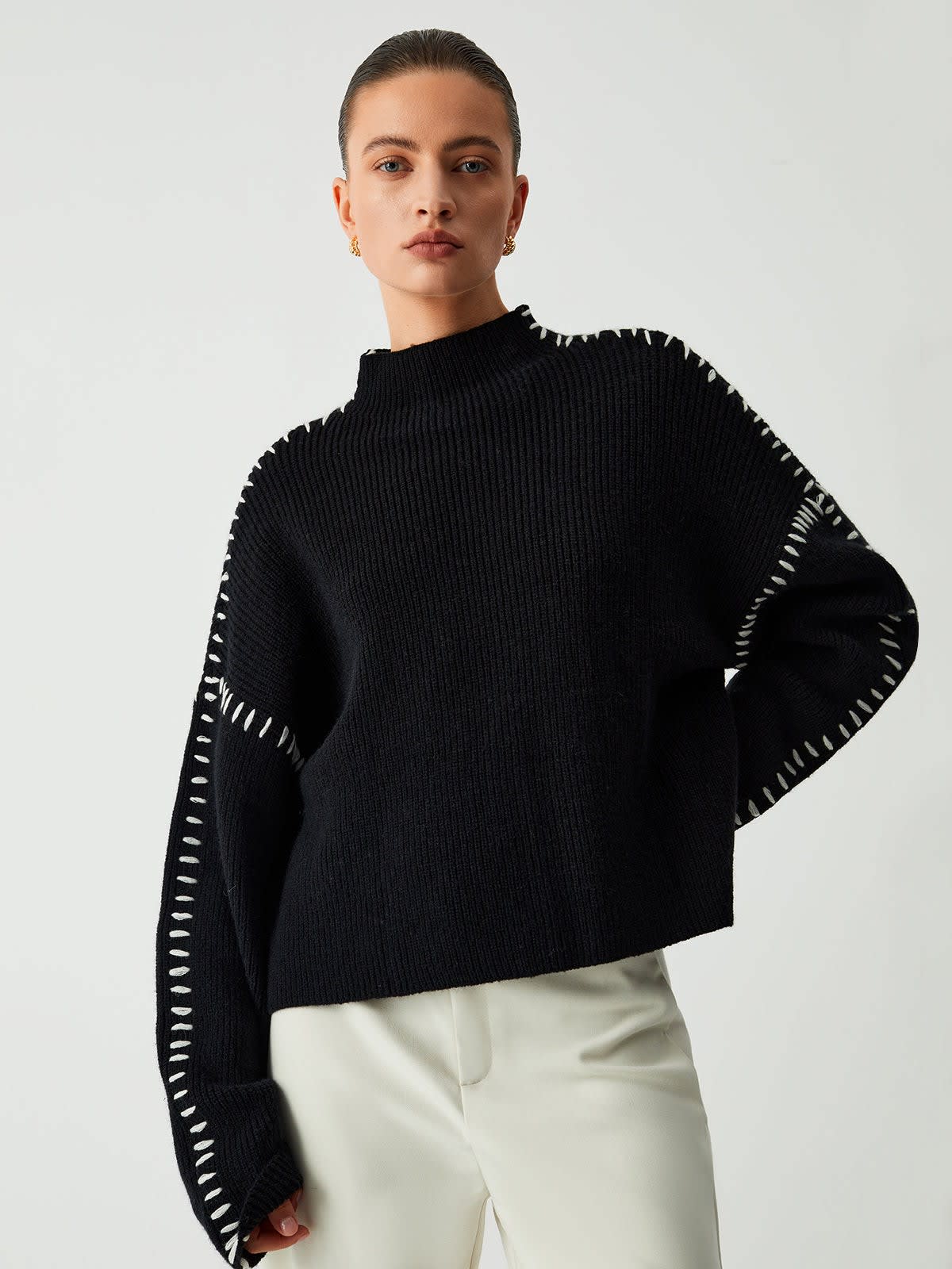 Women's Oversized Mock Neck Jumper | Beattie_2
