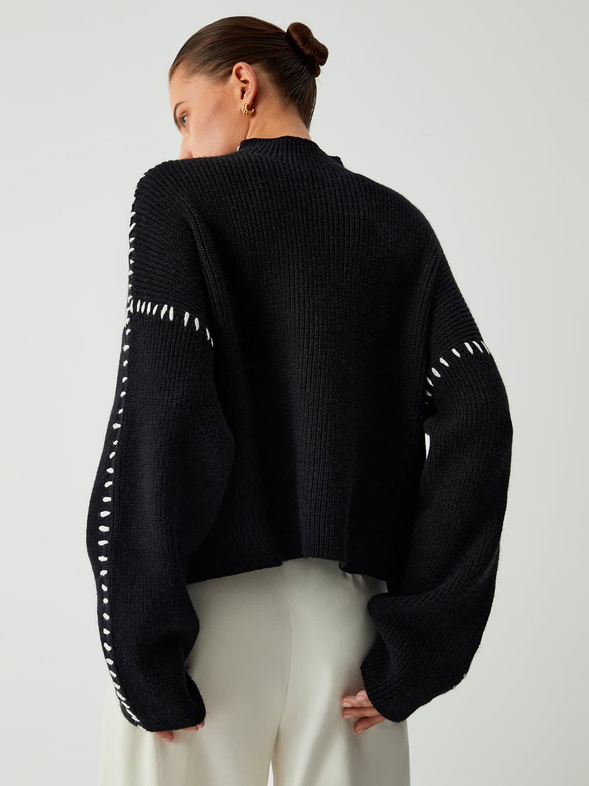 Women's Oversized Mock Neck Jumper | Beattie_3