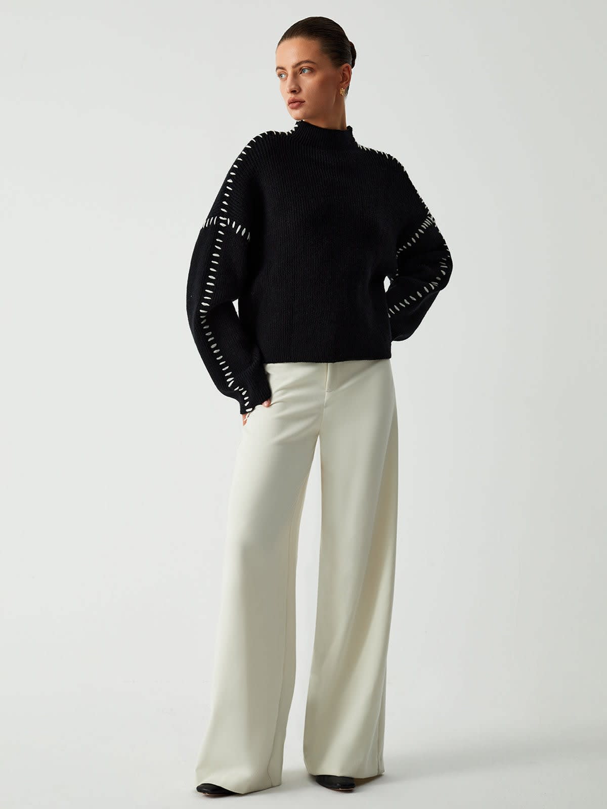 Women's Oversized Mock Neck Jumper | Beattie_4