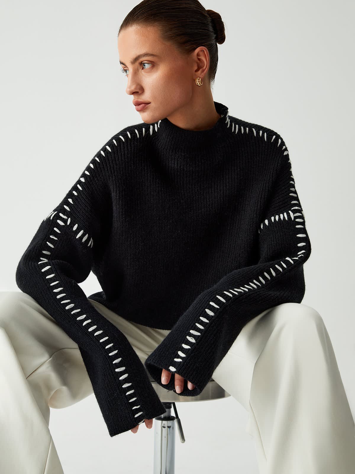 Women's Oversized Mock Neck Jumper | Beattie_6
