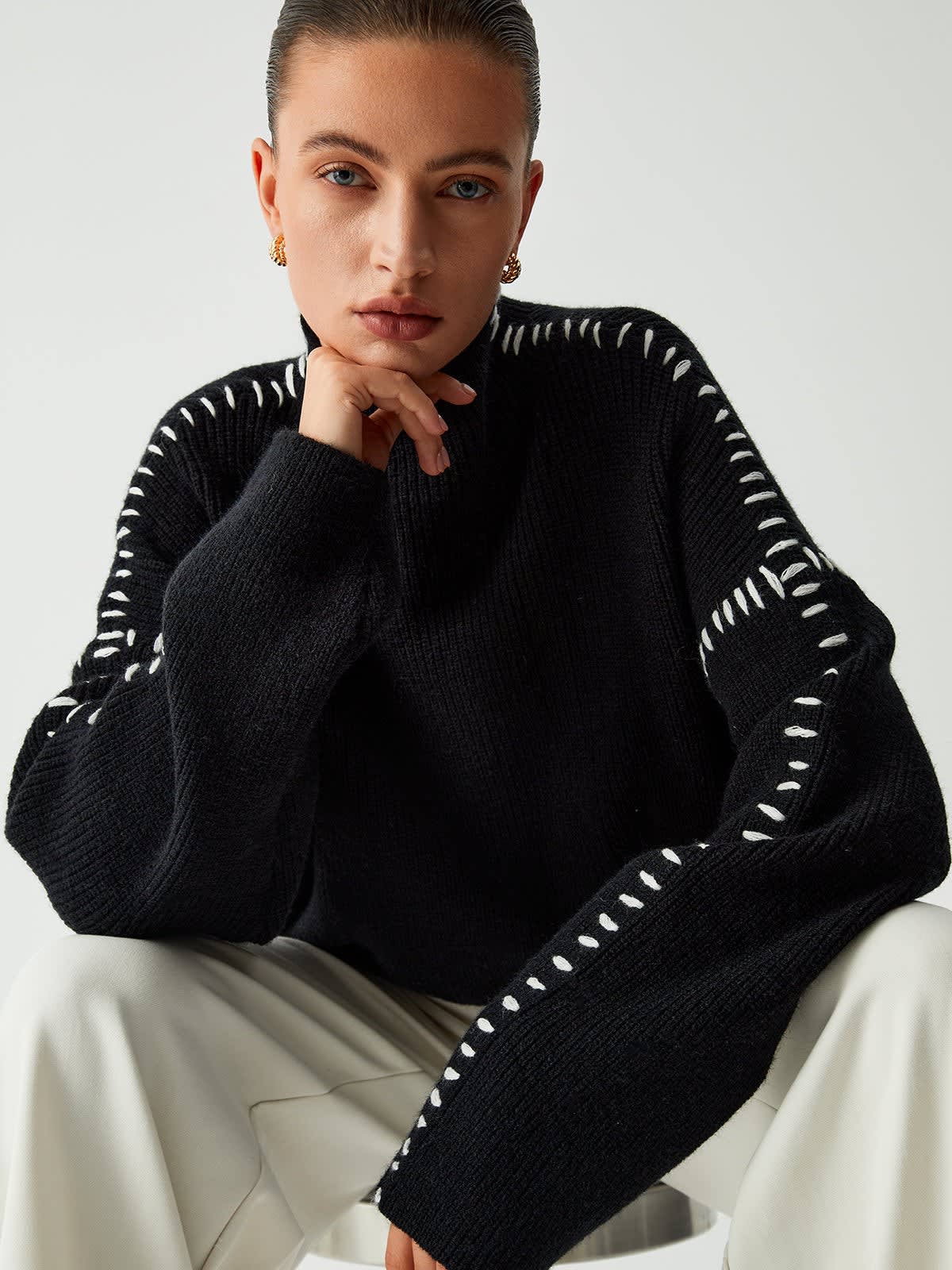 Women's Oversized Mock Neck Jumper | Beattie_7