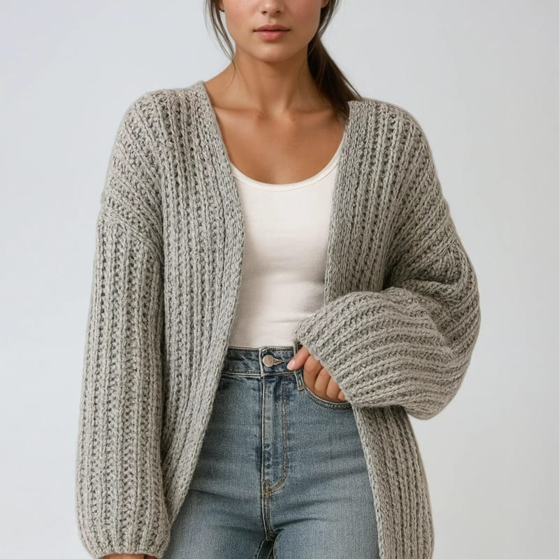 Women's Chunky Knit Open Front Cardigan | Dot_1